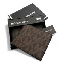 Men&#39;s Michael Kors Jet Set PVC Leather Slim Bifold Wallet w/Gift Box NEW, Brown - £28.18 GBP
