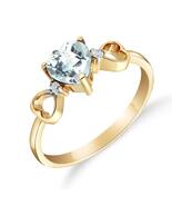Galaxy Gold GG, 14K Solid Yellow Gold, Natural Aquamarine and Diamond He... - $546.42