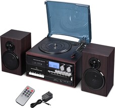 Aw Classic Bluetooth Record Player System With 2 Speakers 3-Speed Stereo - £155.86 GBP