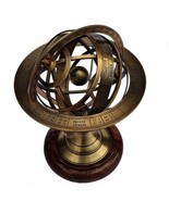 Brass 11&quot; Armillary Sphere Globe With Wooden Base table x-mas gift item - £70.86 GBP