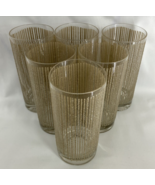 Vintage Georges Briard Gold Icicle Highball Barware Glasses Textured Lot... - £145.66 GBP