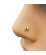 Three Stone Diamond Nose Stud / Nose Pin 18ct White gold 0.05cts 3MM Scr... - $311.32 CAD