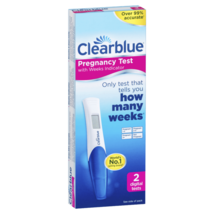 Clearblue Pregnancy Test with Weeks Indicator provides 2 digital tests - $98.91