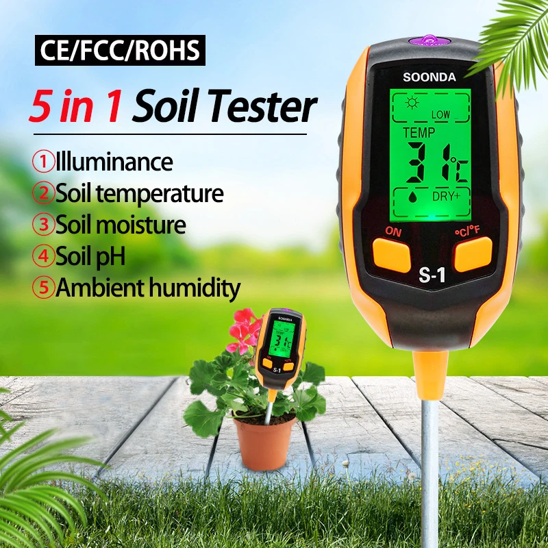 5 In 1 PH Soil Tester Moisture Acidity Tester Flower Pot Moisture Meter PH Meter - £214.79 GBP