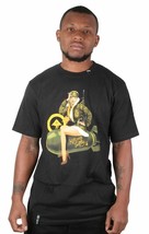 LRG Men&#39;s Black or Putty Killen EM Softly Sexy Pinup Army Girl Bomb T-Shirt NWT - £12.41 GBP