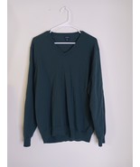 J.crew mens sweater Merino Wool Blend Vneck XXL Hunter Green Lightweight - $262.42 MXN