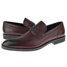 Men Burnished Apron Toe Maroon Color Black Sole Vintage Leather Loafer Shoes - £121.78 GBP+