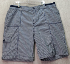 St. John&#39;s Bay Bermuda Shorts Women Size 20 Navy Pinstripe Stretch Cotton Pocket - £14.50 GBP