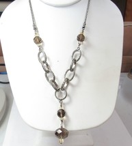 Sterling Silver Custom Hand Made Necklace with Natural Smokey Quartz by Silpada - £67.15 GBP