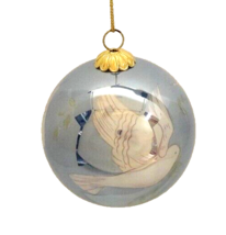 Li Bien Reverse Painted Christmas Ornament Dove on Blue Background Velvet Box - £7.39 GBP