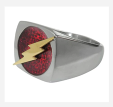 Silver Red Gold Lightning Bolt Gemstone Glitter Ring Size 6 7 8 9 - £32.14 GBP