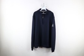 FootJoy Mens XL Golfing Golf Striped Ribbed Knit Half Zip Pullover Sweater Blue - £42.68 GBP
