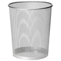 Round Metal Waste Paper Bin Lightweight Silver Indoor Garbage Mesh Trash Can - £8.85 GBP+