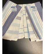 LOT of 6 Kitchen Dish Hand Towels Men&#39;s Guy&#39;s Boy&#39;s Blue Tan Stripe Waff... - $16.80