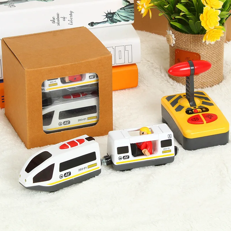 Play Remote Control RC Electric Small Train Play Set ConAted with Wooden Railway - £28.71 GBP