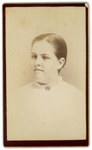 Antique CDV Circa 1870&#39;S Lovely Woman White Dress Choker Salisbury Pawtucket, RI - £7.46 GBP