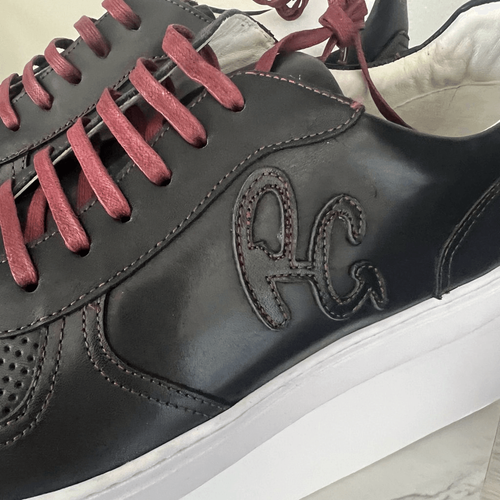 ROBERT GRAHAM Barrelman Leather Sneaker, Designer Black/Red Laces Size 11.5, NWT Item image 4