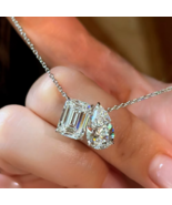 Luxury 18K 925 Sterling Silver 5CT Emerald/Pear Moissanite Pendant Choke... - $279.99