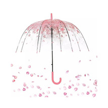 Pink and Clear Umbrella Transparent fashion dome umbrella All weather 45&quot; - £21.73 GBP