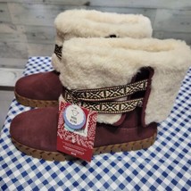 Muk Luks Women&#39;s Flexi Montauk Pull On Fashion Boots Bordeaux Suede Size 9 New - £22.05 GBP