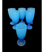 Rosenthal Ombre Aqua Blue Frosted Italian Glass Water Wine Tea Goblets S... - €244,72 EUR