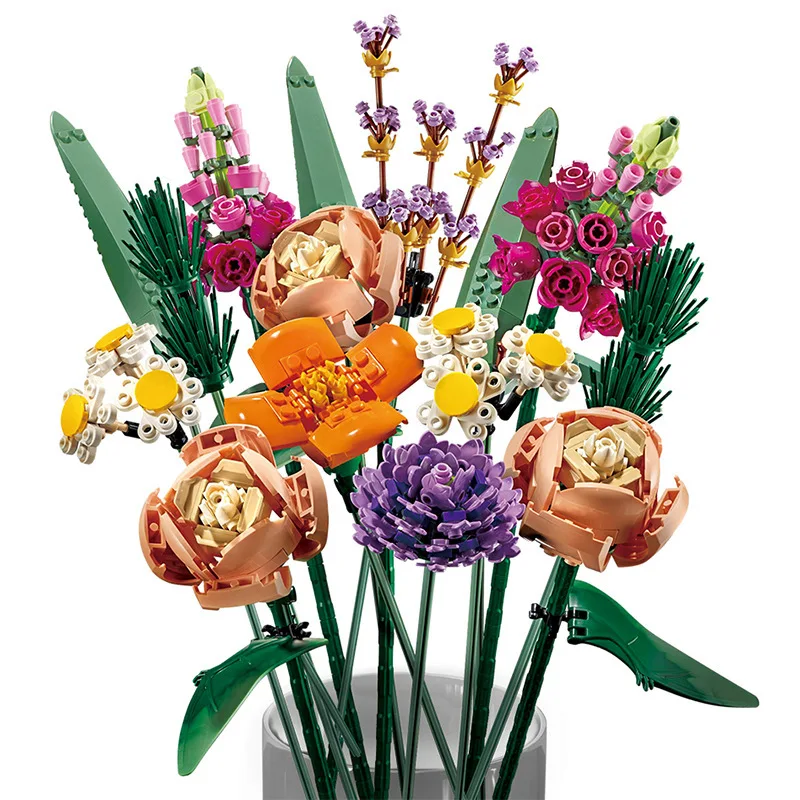 Flower Bouquet Building Blocks Creative DIY Botany Collection Decoration Gift - £50.21 GBP+
