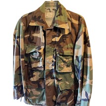 Vintage USMC Military Jacket Mens Small LS Woodland Camo Missing 2 Buttons - $19.80