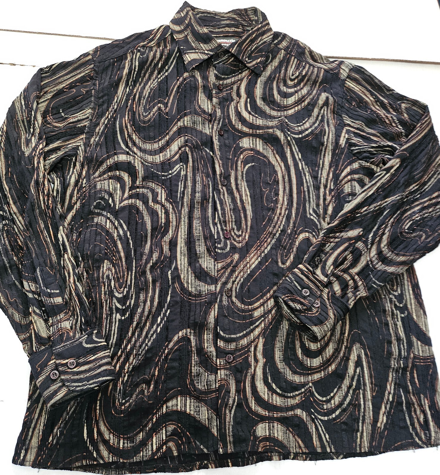 Pardazzio Uomo Marbled Button Up Shirt Long Sleeve Collared Mens Size XL - £15.79 GBP