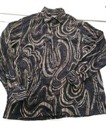 Pardazzio Uomo Marbled Button Up Shirt Long Sleeve Collared Mens Size XL - €18,11 EUR