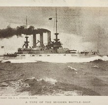1904 Battleship Military United States Nautical Print Ephemera 3.5 x 4.5&quot; - $20.74