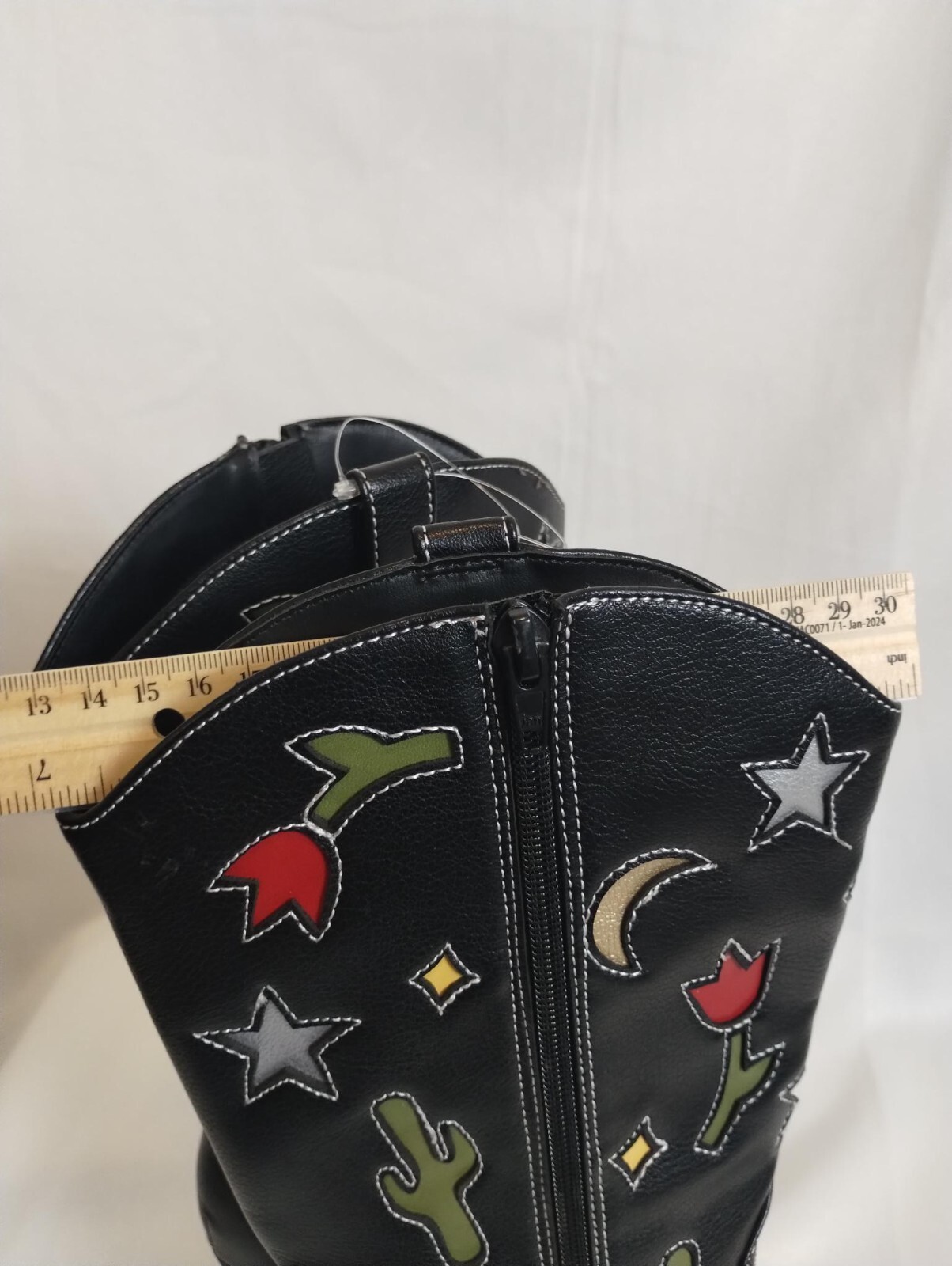 Womens No Boundaries Black Cowgirl Western Boots Novelty Cactus Moon Star 7 New Item image 9