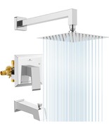Shower Faucet And Bathtub Faucet Set With Wall Mouted Rainfall Shower He... - £160.03 GBP