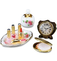 Perfume &amp; Compact Set 1.716/5 Clock Nail Polish Reutter DOLLHOUSE Miniature - £23.17 GBP