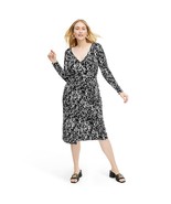 NWT DVF for Target Black Midi Sea Spots L/S Wrap Dress XL Diane Von Furs... - $46.00