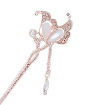 5.9" Chinese Traditional Metal Opal Butterfly Ladies/ Girls Hair Stick, WHITE
