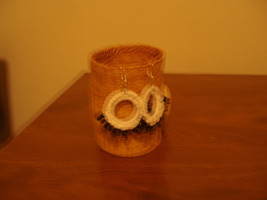 Pair of beaded crocheted earrings, white with black glass beads, (item 104) - $0.00