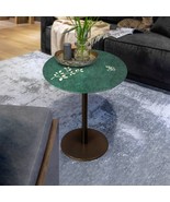 Green Marble and Brass Inlay Accent Table, Drink Table, End Table, Home ... - €556,42 EUR