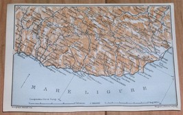 1913 Antique Map Of Vicinity Of San Remo Sanremo / Liguria / Italy - £15.08 GBP