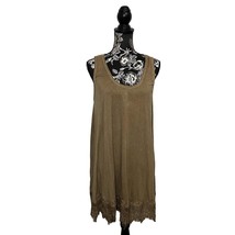 Monoreno Women&#39;s Sleeveless Tank Dress Boho Bohemian Lace Hem Tan - Size... - £14.46 GBP
