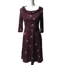 Express Vintage Floral Dress Size S Cowl Neck 3/4 Sleeve - £20.02 GBP