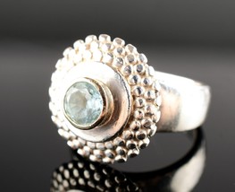 *Vintage 14k Sterling Silver Blue Topaz Ring Size 7.5 - $89.99