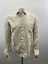 Zara Man Beige Plaid Button Up Dress Shirt Men&#39;s Size 17 Cotton Long Sleeve - £10.12 GBP