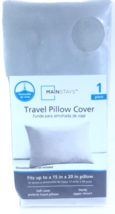 Mainstays Travel Pillow Cover 100% Polyester With Zipper Closure 15&quot; x 20&quot; Grey - £9.06 GBP