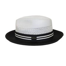 Men's Bruno Capelo Hollywood 2-Tone Straw Style Fedora Hat HW797 White/Black image 5