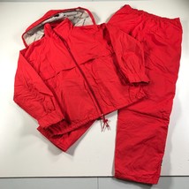 Vintage Helly Hansen Track Suit M L Red Jacket and Pants Set Zip Up Ligh... - $55.74
