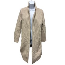 ZARA Minimalist Wool Blend Funnel Neck Coat M Beige Soft Tailored Look - $45.59