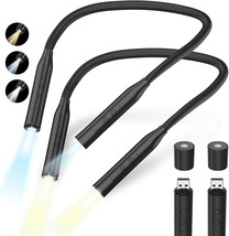 2 LED Neck Reading Lights, Book Light for Reading in Bed, 3 Colors (Black) - £14.98 GBP