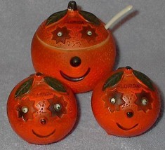 Florida Oranges Ceramic Set Salt and Pepper Shaker and Sugar - £11.97 GBP