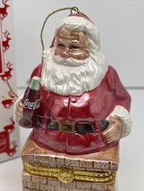 Coca-Cola 2004 Pearlescent Porcelain Ornament Santa Trinket Box Ornament... - $13.98