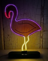 Pink Flamingo Neon Light on a Stand Push Button Battery Operated Pink Flamingo - £23.91 GBP